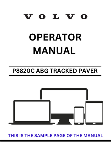 . Enhance your operational efficiency with the VOLVO P8820C ABG Tracked Paver Operator Manual, specifically designed for serial number 12762942. This comprehensive PDF file serves as an essential resource for operators, providing detailed instructions and insights into the machine's features and functionalities.