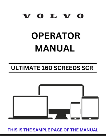 Discover the essential VOLVO Ultimate 160 Screeds SCR Operator Manual, now available in a convenient PDF format. This comprehensive guide is designed to enhance your operational efficiency and ensure you get the most out of your screed equipment. With detailed instructions and expert tips, you can confidently navigate the features and functionalities of your VOLVO screed.