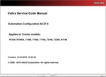 Discover the VALTRA Automation Configuration AC27.5 Service Code Manual, a comprehensive PDF guide designed for professionals seeking to optimize their Valtra machinery. This manual provides detailed instructions and insights into the automation configuration process, ensuring you can effectively manage and troubleshoot your equipment.