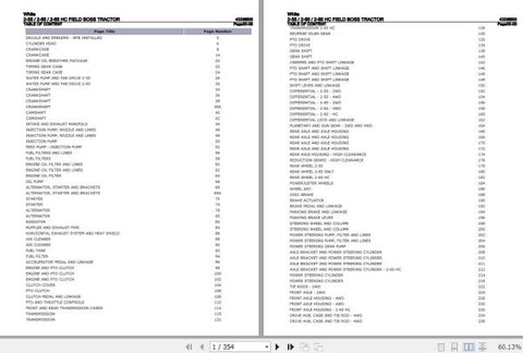 Discover the ultimate resource for maintaining your White Field Boss Tractor with the comprehensive Parts Catalog Manual (43336500) for models 2-55, 2-65, and 2-65 HC. This PDF file is meticulously organized to provide you with detailed diagrams and part numbers, 