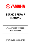 Unlock the full potential of your 1997 YAMAHA YFM350X WARRIOR ATV with our comprehensive Service Repair Manual in PDF format. This essential guide is designed to provide you with detailed instructions, diagrams, and troubleshooting tips to keep your ATV running smoothly and efficiently.