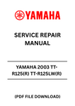 Unlock the full potential of your Yamaha TT-R125 and TT-R125LW with our comprehensive 2003 Service Repair Manual. This PDF file is an essential resource for both novice and experienced mechanics, providing detailed instructions and diagrams to guide you through every repair and maintenance task.