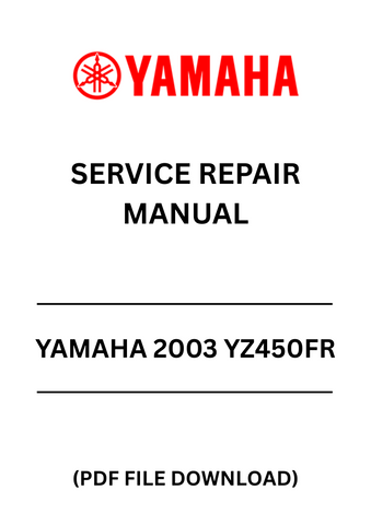 Unlock the full potential of your 2003 Yamaha YZ450F with our comprehensive Service Repair Manual in PDF format. This essential guide is designed to provide you with detailed instructions and insights, ensuring that you can perform maintenance and repairs with confidence. Whether you're a seasoned mechanic or a DIY enthusiast, this manual is your go-to resource for keeping your bike in peak condition.