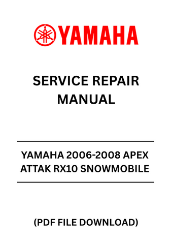 Unlock the full potential of your Yamaha APEX Attak RX10 snowmobile with our comprehensive 2006-2008 Service Repair Manual. This PDF file is your ultimate guide to maintaining and repairing your snowmobile, ensuring it runs smoothly and efficiently all winter long. With detailed diagrams and step-by-step instructions, you'll have everything you need at your fingertips.