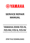 Unlock the full potential of your Yamaha FZ1-N, FZ1-NV, FZ1-S, and FZ1-SV with our comprehensive Service Repair Manual. This PDF file is meticulously designed to provide you with detailed instructions, diagrams, and specifications, ensuring that you can tackle any maintenance or repair task with confidence.