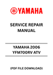 Unlock the full potential of your 2006 YAMAHA YFM700RV ATV with our comprehensive Service Repair Manual in PDF format. This essential guide provides detailed instructions and diagrams, ensuring you have everything you need for maintenance and repairs at your fingertips.