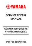 Unlock the full potential of your 2007-2008 Yamaha FX Nytro snowmobile with our comprehensive Service Repair Manual in PDF format. This essential guide is designed to provide you with detailed instructions and insights, ensuring that you can perform maintenance and repairs with confidence.