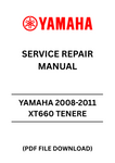 Unlock the full potential of your Yamaha XT660 Tenere with the comprehensive 2008-2011 Service Repair Manual in PDF format. This essential guide is designed for both seasoned mechanics and DIY enthusiasts, providing detailed instructions and illustrations to help you tackle any repair or maintenance task with confidence.