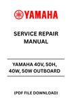 Unlock the full potential of your Yamaha outboard motor with the comprehensive 40V, 50H, 40W, and 50W Service Repair Manual. This PDF file is an essential resource for both novice and experienced boaters, providing detailed instructions and diagrams to ensure your engine runs smoothly and efficiently.