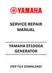 Unlock the full potential of your YAMAHA EF1000A Generator with our comprehensive Service Repair Manual in PDF format. This essential guide provides detailed instructions, diagrams, and troubleshooting tips to ensure your generator operates at peak performance. Whether you're a seasoned technician or a DIY enthusiast, this manual is designed to simplify maintenance and repairs.