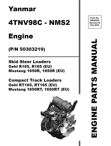 Yanmar 4TNV98C-NMS2 Engine Parts Catalogue Manual (50940249) - PDF File
