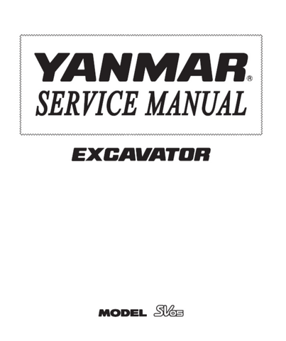 Yanmar SV05 Excavator Service Repair Manual - PDF File Download