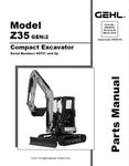 Z35 - Gehl (GEN 2) Compact Excavator Parts Manual PDF Download