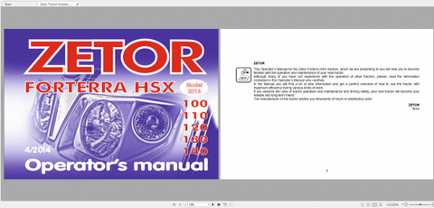 Discover the essential ZETOR TRACTOR FORTERRA HSX Operator’s Manual, available in a convenient PDF format. This comprehensive guide covers models 100, 110, 120, 130,