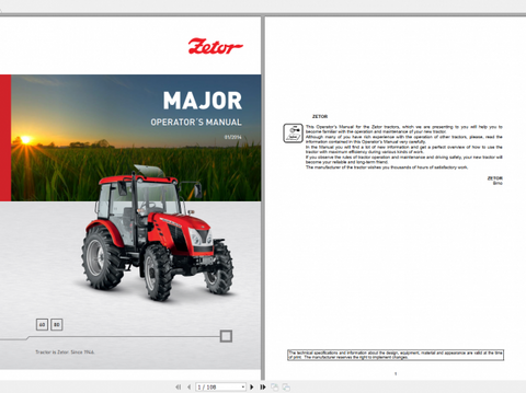 Unlock the full potential of your Zetor Tractor Major 60 and 80 with our comprehensive Operator’s Manual,