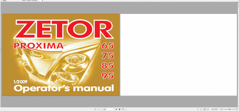Inside this manual, you will find detailed instructions, maintenance tips, and troubleshooting advice tailored specifically for the Proxima series. Whether you're a seasoned operator or new to the ZETOR brand,