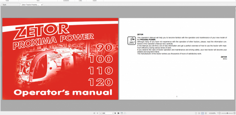 Discover the essential ZETOR TRACTOR PROXIMA POWER Operator’s Manual, available in a convenient PDF format. This comprehensive guide covers models 90, 100, 110, and 120,