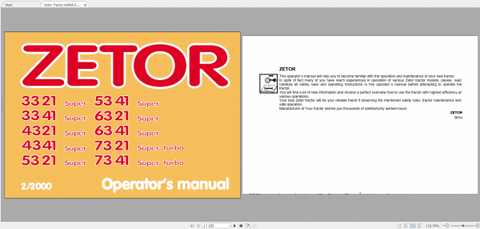 Discover the essential ZETOR TRACTOR SUPER 3321-7341 (2000) Operator’s Manual, now available in a convenient PDF format. 