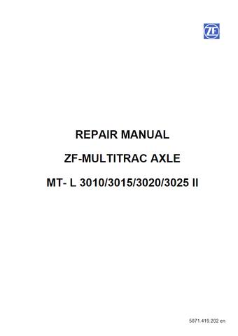 ZF Multitrack Axle MT-L 3010, 3015, 3020, 3025 II Service Repair Manual 50940485