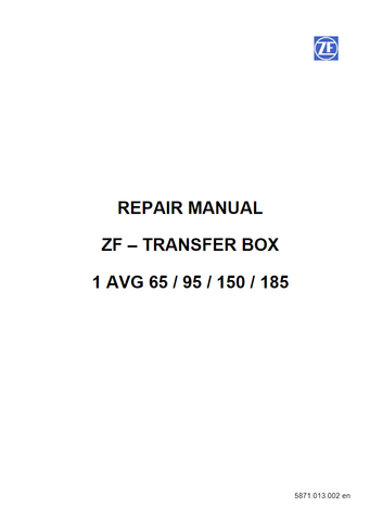 ZF Transfer Box 1 AVG 65, 95, 150, 185 Service Repair Manual 50940523
