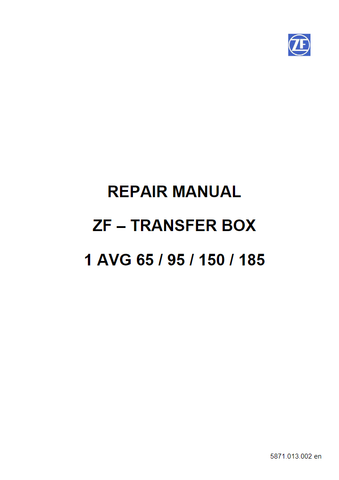 ZF Transfer Case 1 AVG 65, 95, 150, 185 Service Repair Manual 50940523A