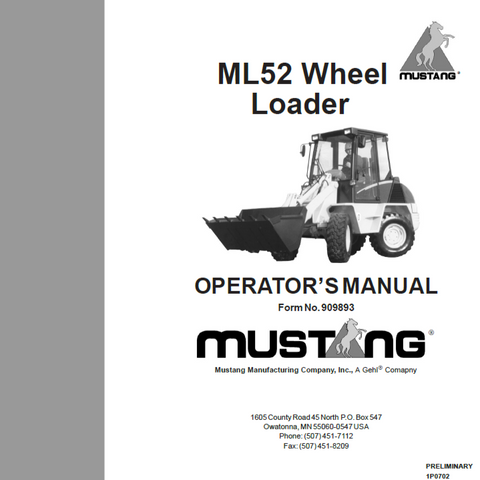 Mustang ML52 Wheel Steer Operator Manual 909893A