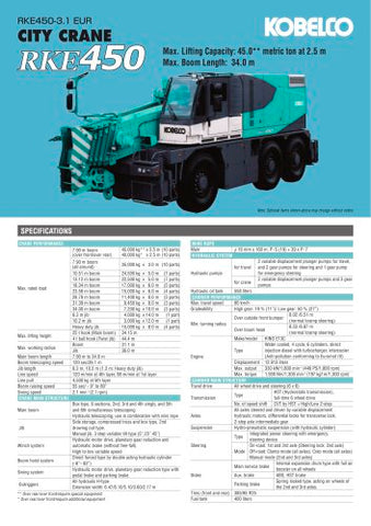 Kobelco RK250-3, RK350, RK450-2 Mobile Crane Schematic Service Repair Manual