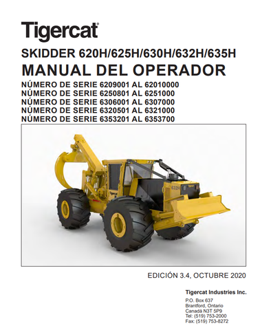 Tigercat 620H, 625H, 630H, 632H, 635H Skidder Operator's Manual (60194ASPA) - PDF File Download 