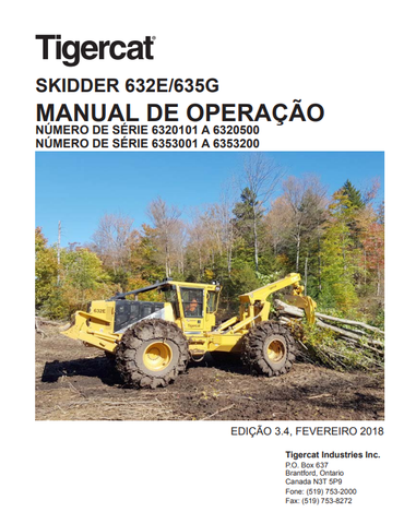 Tigercat 632E, 635G Skidder Operator's/User Manual (6320500, 6353200) - PDF File Download 