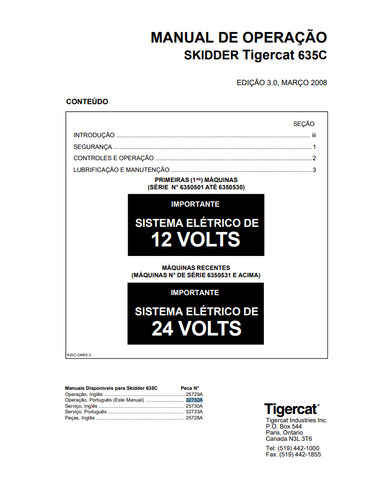Tigercat 635C Skidder Operator's Manual (32732A) - PDF File Download 