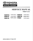 Download Complete Service Repair Manual For Toyota 7HBW-E-C30, 7HBE-C40, 7TB50 Pallet Trucks | Serial Number- 30001 up