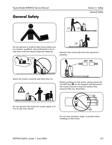 Toyota 6HBW23 Forklift Service Repair Manual - PDF File Download