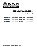 Toyota 8HBW30, 8HBE30-40, 8HBC30-40, 8TB50 Pallet Trucks Service Repair Manual - PDF File Download