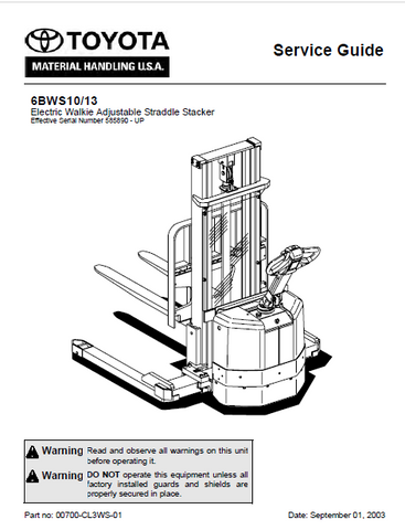 Toyota 6BWS10-13 Forklift Service Repair Manual - PDF File Download