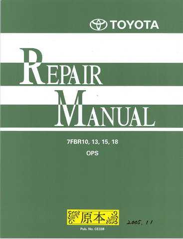 Toyota 7FBR10-18 Electric Powered Forklift Service Repair Manual CE338 - PDF File Download