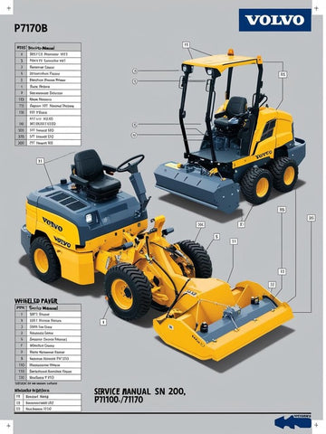 VOLVO P7170B WHEELED PAVER PARTS CATALOG MANUAL SN 200,P7110/7170 - PDF FILE