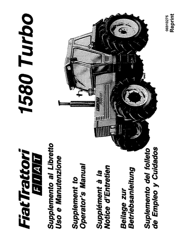 6030498700 Fiat Supp To 1580 Turbo - New Holland Operator's Manual 06910275 Download PDF - Manual labs