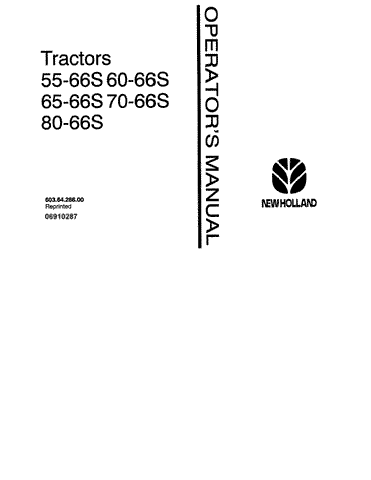 70-66S - New Holland Operator's Manual 06910287 Download PDF - Manual labs