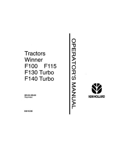 F100, F115, F130, F140 - New Holland Operator's Manual 06910288 Download PDF - Manual labs