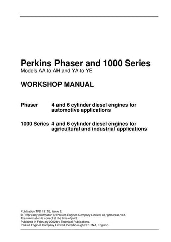 1000 - Perkins Phaser Series ( Models AA to AH and YA to YE ) Engines Service Repair Manual - Manual labs