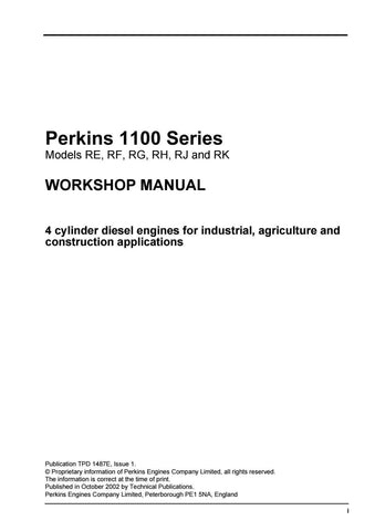 1100 Series - Perkins (Models RE , RF , RG , RH , RJ and RK) Engine Service Repair Manual - Manual labs