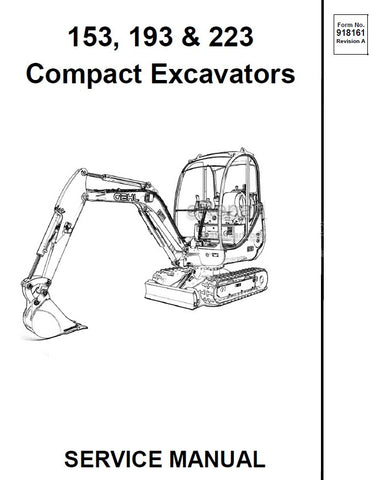153, 193 & 223 - Gehl Compact Excavators Service Repair Manual PDF Download - Manual labs