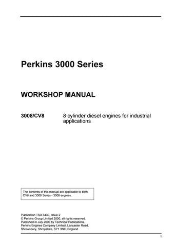 3000 Series - Perkins 3008CV8 Diesel Engines Servcie Repair Manual - Manual labs
