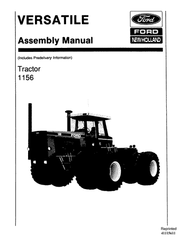 1156 Versatile Tractor Assy - New Holland Operator's Manual 41115611 Download PDF - Manual labs