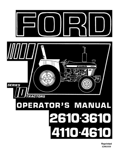 2610, 3610, 4110, 4610 Ford Series 10 Tractor SE4026 - New Holland Operator's Manual 42001010 Download PDF - Manual labs