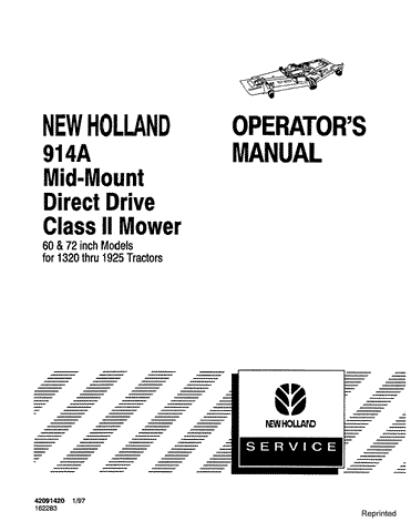 1320, 1925, 914A - New Holland Operator's Manual 42091420 Download PDF - Manual labs
