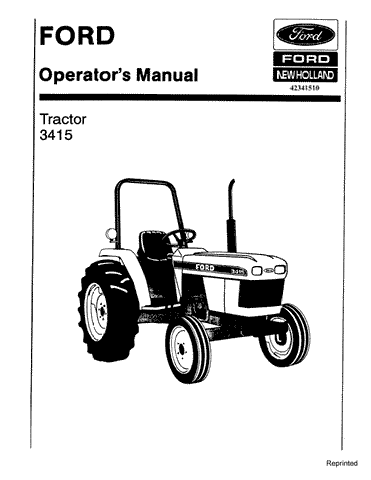 3415 Tractor Ford - New Holland Operator's Manual 42341510 Download PDF - Manual labs