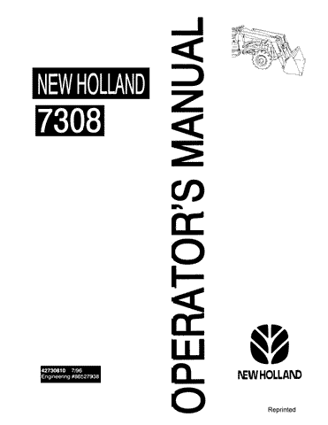 7308 Loader for 15, 20,2 5 and 30 Series - New Holland Operator's Manual 42730810 Download PDF - Manual labs