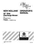 42 Inches Side Discharge Mower for LS Tractors - New Holland Operator's Manual PIN: 715698001- T7K0001 & up (42872000) Download PDF - Manual labs
