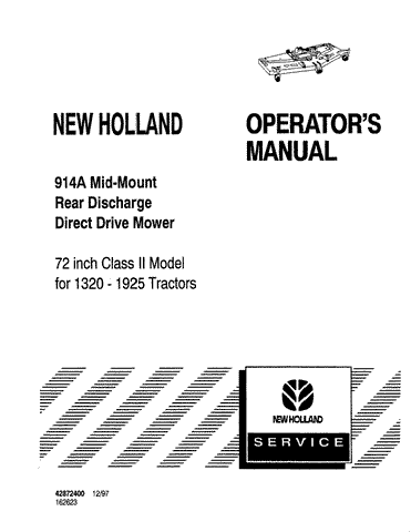 1320, 1925, 914A - New Holland Operator's Manual 42872400 Download PDF - Manual labs
